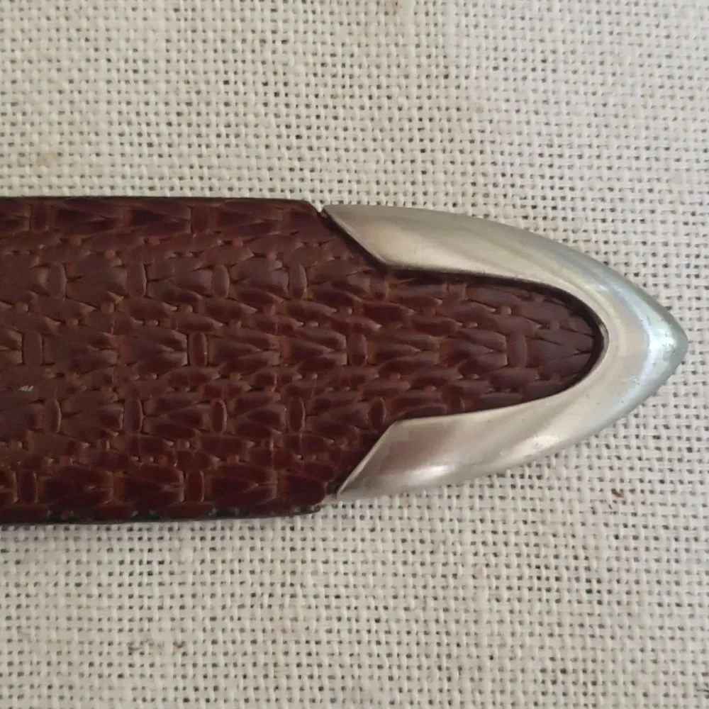 Trafalgar Belt Mens 36 TX Brown Snakeakin Embossed Leather Metal Trim Western